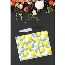 Pi Dekorasyon Limon Desen Cam Kesme Tablası