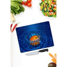 Pi Dekorasyon Portakal Desen Cam Kesme Tablası