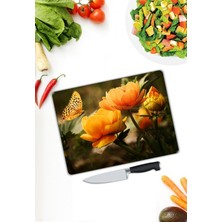 Pi Dekorasyon Çiçek Desen Cam Kesme Tablası
