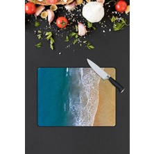 Pi Dekorasyon Sahil Desen Cam Kesme Tablası