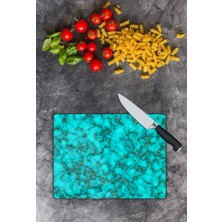 Pi Dekorasyon Mavi Desen Cam Kesme Tablası