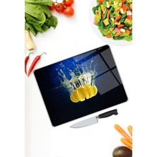 Pi Dekorasyon Limon Desen Cam Kesme Tablası