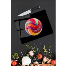 Pi Dekorasyon Renkli Desen Cam Kesme Tablası