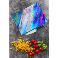 Pi Dekorasyon Renkli Desen Cam Kesme Tablası