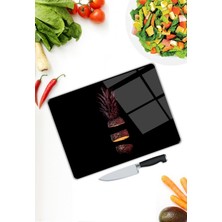 Pi Dekorasyon Ananas Desen Cam Kesme Tablası