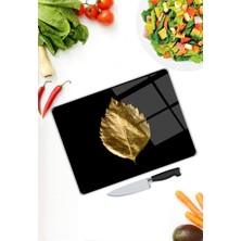 Pi Dekorasyon Gold Yaprak Desen Cam Kesme Tablası
