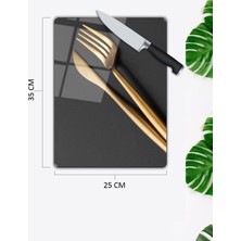 Pi Dekorasyon Altın Çatal Bıçak Desen Cam Kesme Tablası