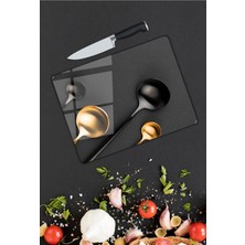 Pi Dekorasyon Gold Kepçe Desen Cam Kesme Tablası
