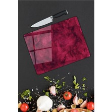 Pi Dekorasyon Kırmızı Duman Desen Cam Kesme Tablası