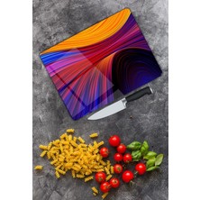 Pi Dekorasyon Renkli Şerit Desen Cam Kesme Tablası