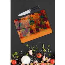 Pi Dekorasyon Renkli Orman Desen Cam Kesme Tablası