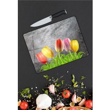 Pi Dekorasyon Lale Desen Cam Kesme Tablası