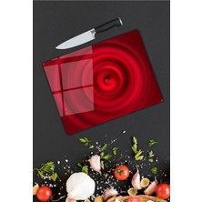 Pi Dekorasyon Kırmızı Girdap Desen Cam Kesme Tablası