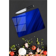 Pi Dekorasyon Gece Mavisi Cam Kesme Tablası