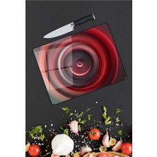 Pi Dekorasyon Kırmızı Siyah Halka Desen Cam Kesme Tablası