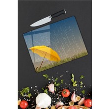 Pi Dekorasyon Şemsiye Yağmur Desen Cam Kesme Tablası