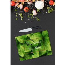 Pi Dekorasyon Yaprak Desenli Cam Kesme Tablası