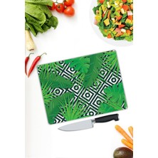 Pi Dekorasyon Yaprak Desenli Cam Kesme Tablası