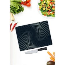 Pi Dekorasyon Siyah Desen Cam Kesme Tablası
