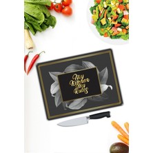 Pi Dekorasyon Siyah Desen Cam Kesme Tablası