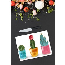 Pi Dekorasyon Kaktüs Desen Cam Kesme Tablası