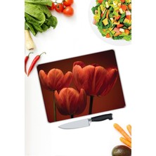 Pi Dekorasyon Çiçek Desen Cam Kesme Tablası