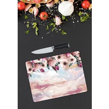 Pi Dekorasyon Çiçek Desen Cam Kesme Tablası