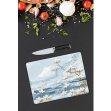 Pi Dekorasyon Çiçek Desen Cam Kesme Tablası