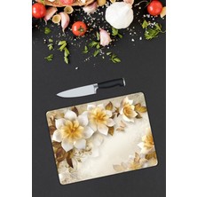 Pi Dekorasyon Çiçek Desen Cam Kesme Tablası