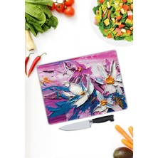 Pi Dekorasyon Çiçek Desen Cam Kesme Tablası