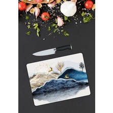 Pi Dekorasyon Altın Geyik Desen Cam Kesme Tablası