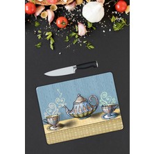 Pi Dekorasyon Demlik Desen Cam Kesme Tablası