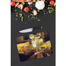 Pi Dekorasyon Yağlı Boya Desen Cam Kesme Tablası