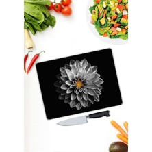 Pi Dekorasyon Mavi Çiçek Desen Cam Kesme Tablası