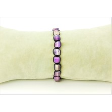 Taş Rüyası Küp Akik Örme Bileklik 8 mm Mor