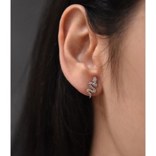 Papatya Silver 925 Ayar Gümüş Rodyum Kaplama Çivili Yılan Küpe