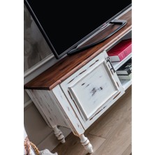 Hamdeko Salt Tv Ünitesi Masif Eskitme Beyaz