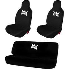 1Araba 1Ev Jeep Wrangler Oto Koltuk Koruyucu Kılıf Araba Araç Servis Kılıfı Siyah King Baskılı Ön Arka Set
