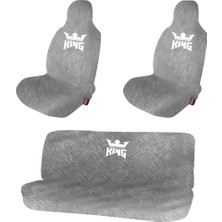 1Araba 1Ev Seat Exeo Oto Koltuk Koruyucu Kılıf Araba Araç Servis Kılıfı Gri King Baskılı Ön Arka Set