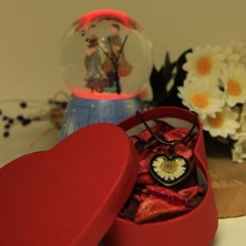 Moryconcept Kar Küresi Müzikli Işıklı & Papatya Kolye Set