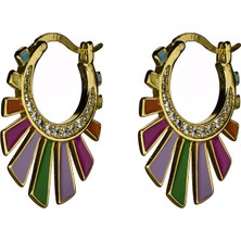 Diversity Jewelry Kadın Gümüş Renkli Yelpaze Küpe