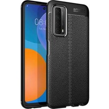 Ceponya Huawei P Smart 2021 Kılıf Zore Deri Görünümlü Kamera Korumalı Silikon Kılıf
