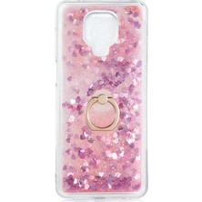 Ceponya Xiaomi Redmi Note 9S Kılıf Sıvılı Simli Pullu Yüzüklü Lüx Standlı