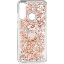 ZORE Xiaomi Redmi Note 8 Kılıf Sıvılı Simli Pullu Yüzüklü Lüx Standlı