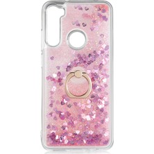 ZORE Xiaomi Redmi Note 8 Kılıf Sıvılı Simli Pullu Yüzüklü Lüx Standlı