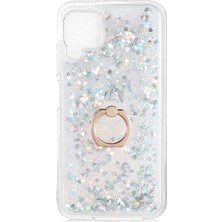 Ceponya Huawei P40 Lite Kılıf Sıvılı Simli Pullu Yüzüklü Lüx Standlı