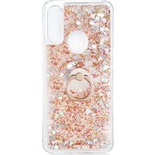 Ceponya Oppo A31 Kılıf Sıvılı Simli Pullu Yüzüklü Lüx Standlı