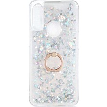 Ceponya Oppo A31 Kılıf Sıvılı Simli Pullu Yüzüklü Lüx Standlı