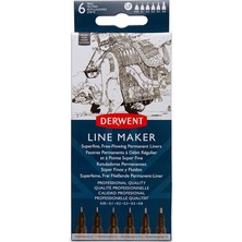 Derwent : Graphik Line Maker : Teknik Çizim Kalem Seti : Siyah : 6'lı