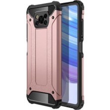 KZY Xiaomi Poco X3 Kapak Çift Katmanlı Zırh Tank Kılıf Rose Gold